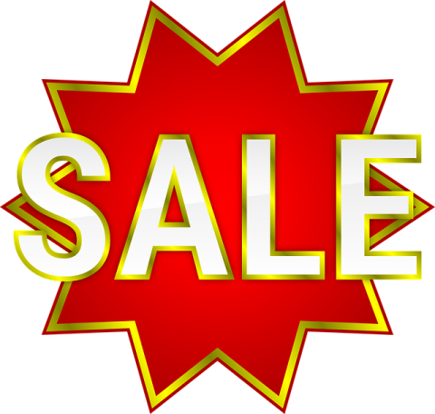 a red star with the word sale on it