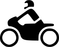 a black and white silhouette of a person on a motorcycle