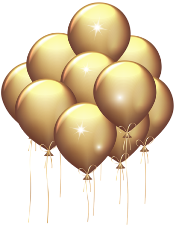 a bunch of gold balloons