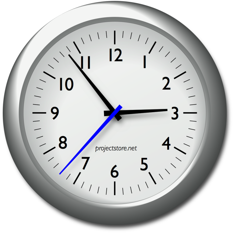 a clock with the word project on it