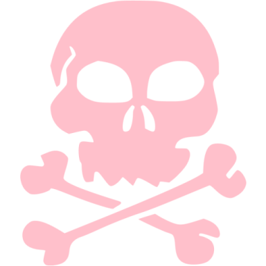 a pink skull and crossbones