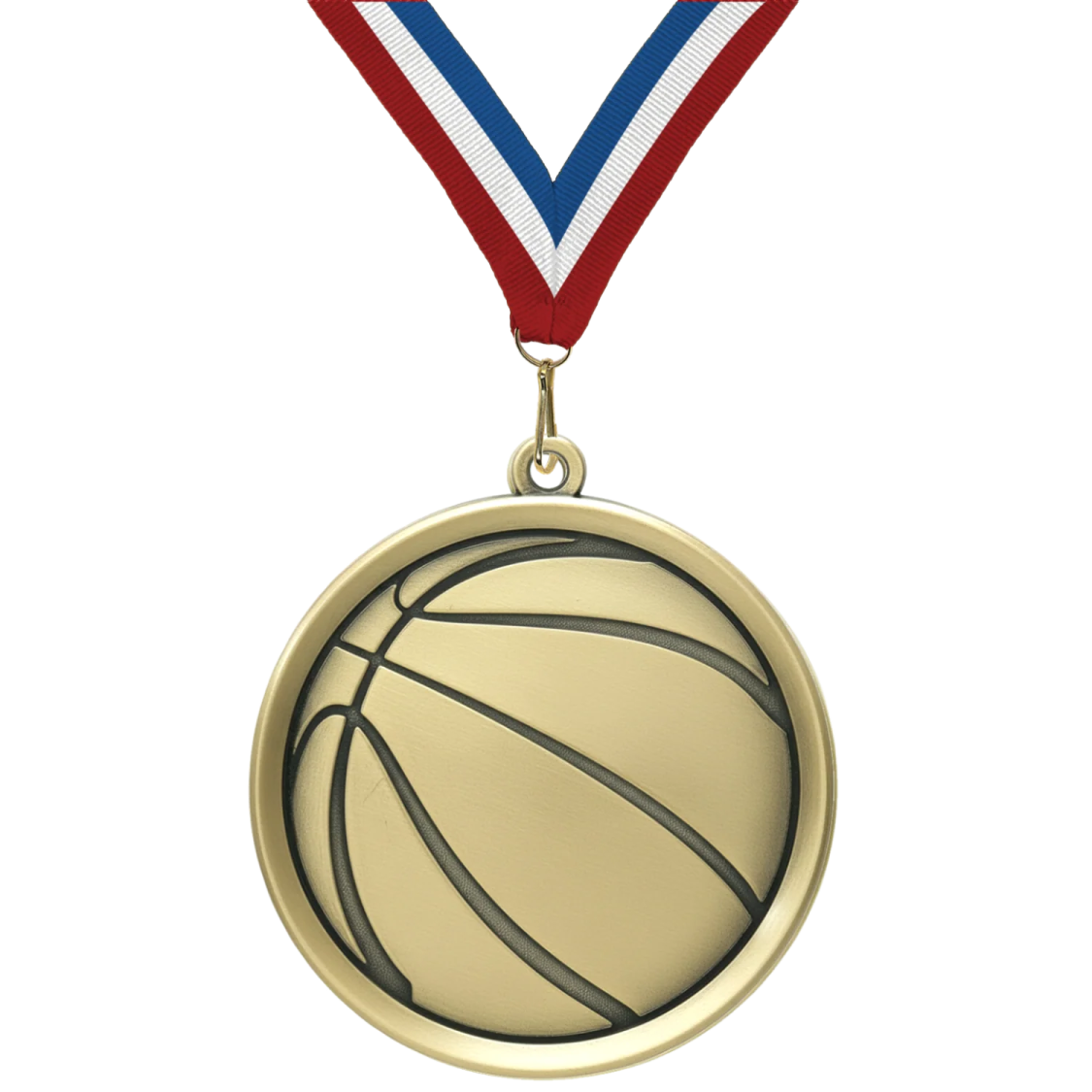 a gold medal with a basketball ball on it