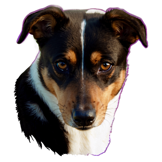a close up of a dog's face