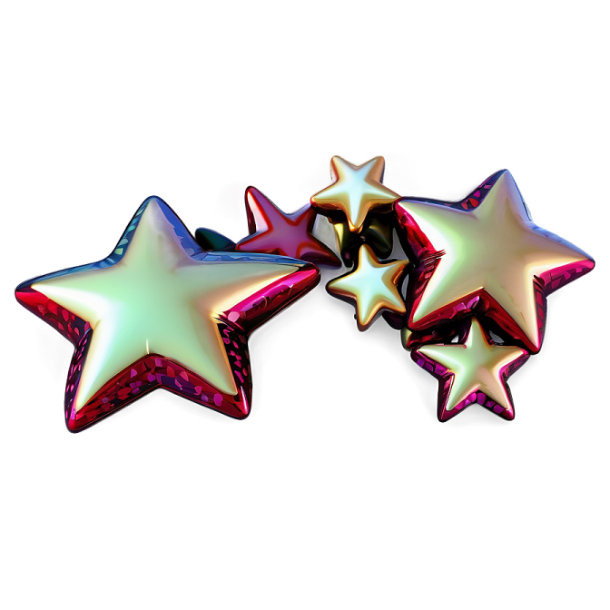 three shiny stars on a white background