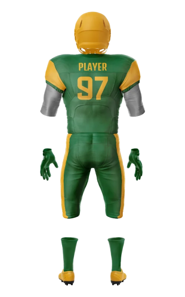 a green and yellow football uniform