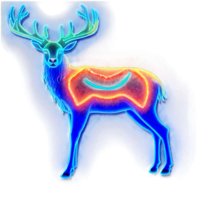 a drawing of a deer with glowing ants