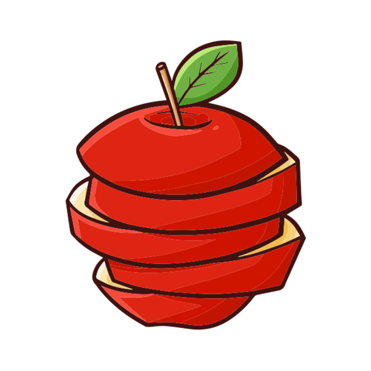 a red apple with a green leaf on top