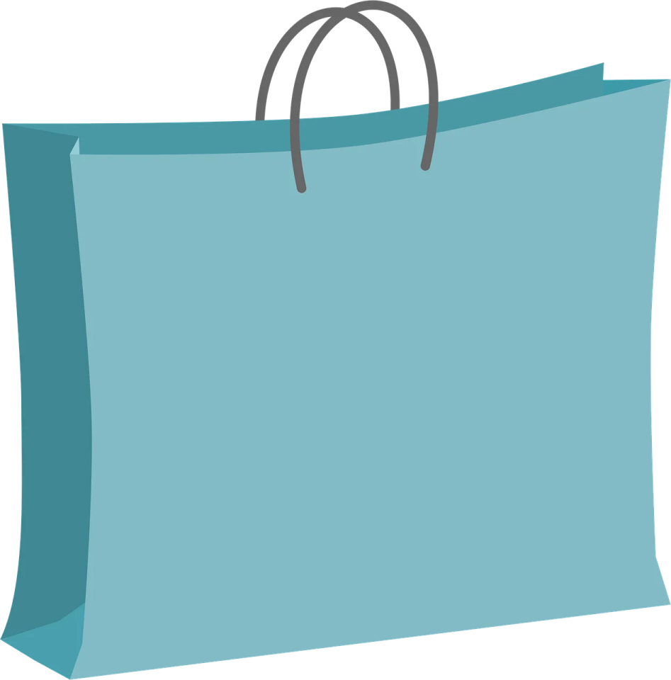a blue shopping bag