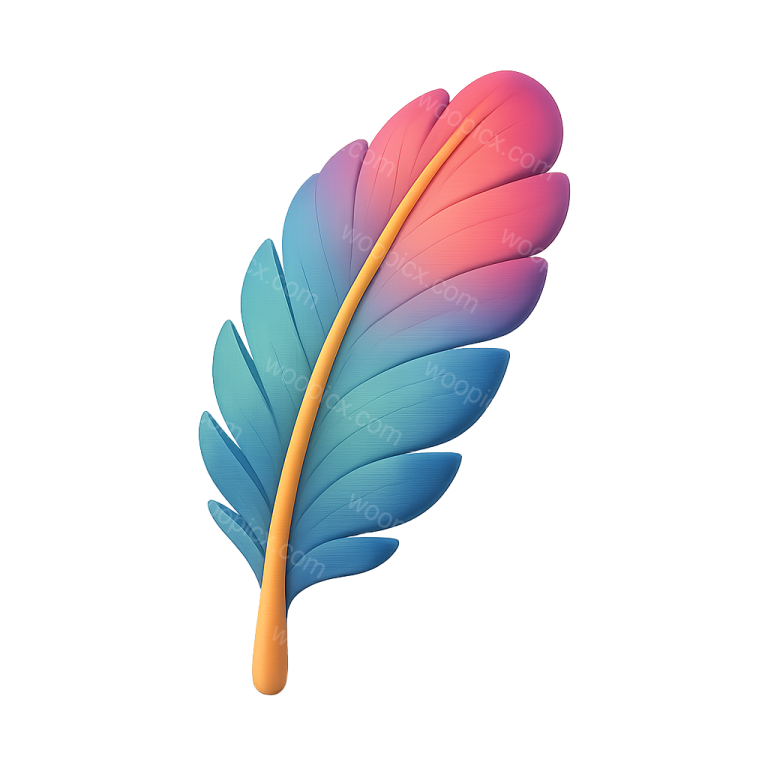a colorful feather on a white background