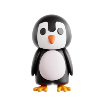 a black and white penguin with an orange beak
