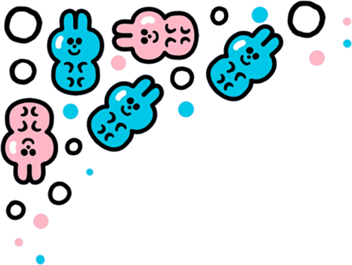 a white background with blue and pink hearts