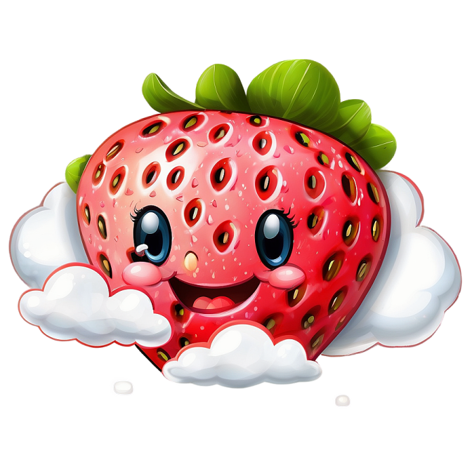 a strawberry in the clouds