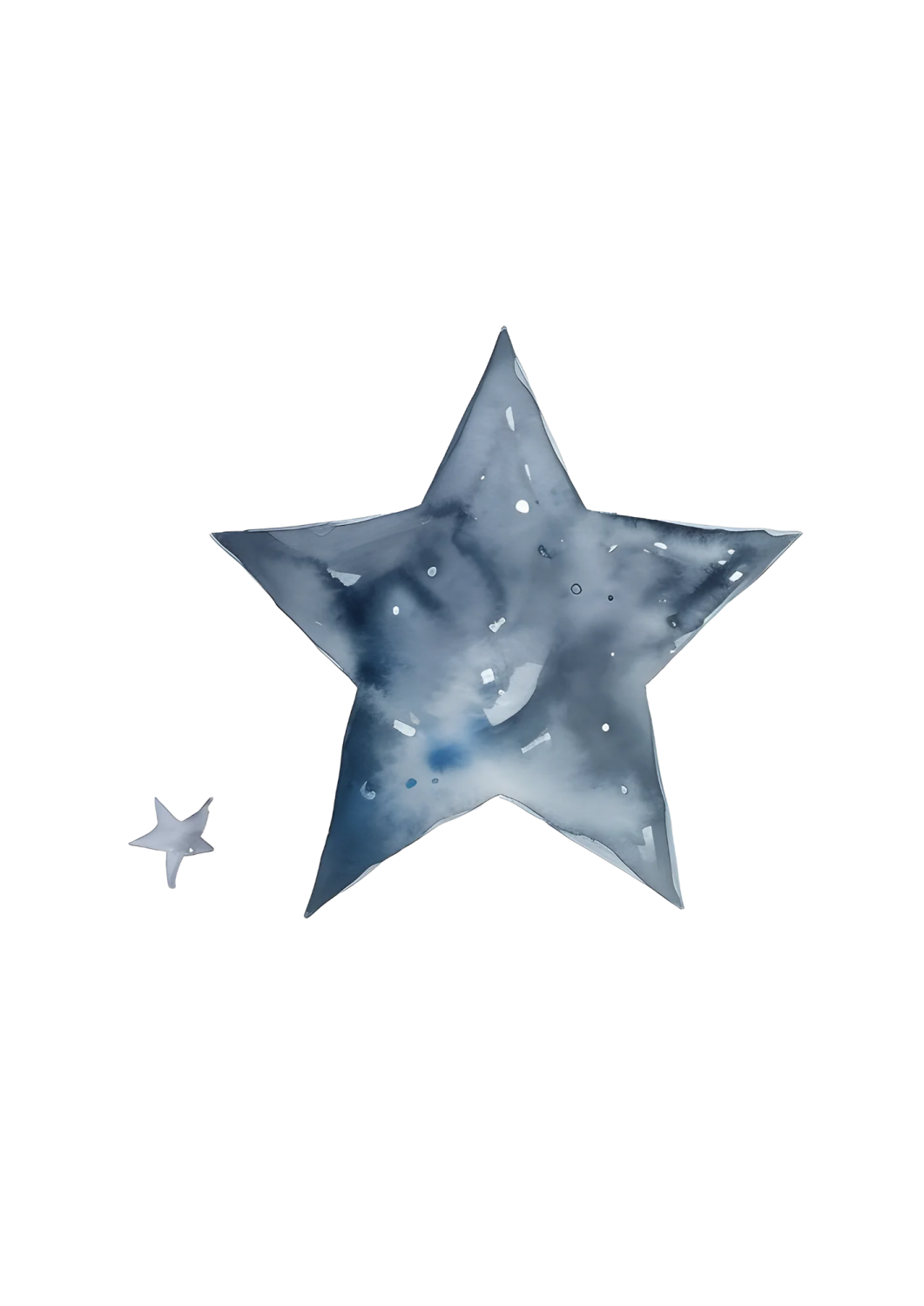 a watercolor painting of a star and a bird