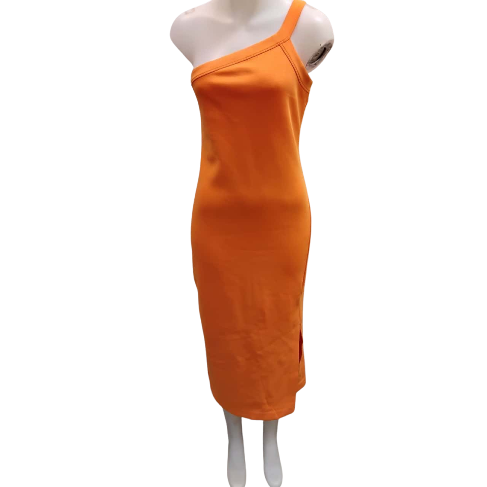 an orange dress on a manne