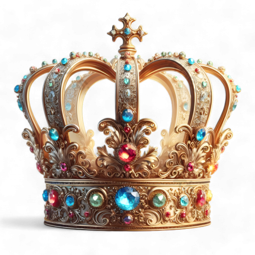 a gold crown with colorful gems on it