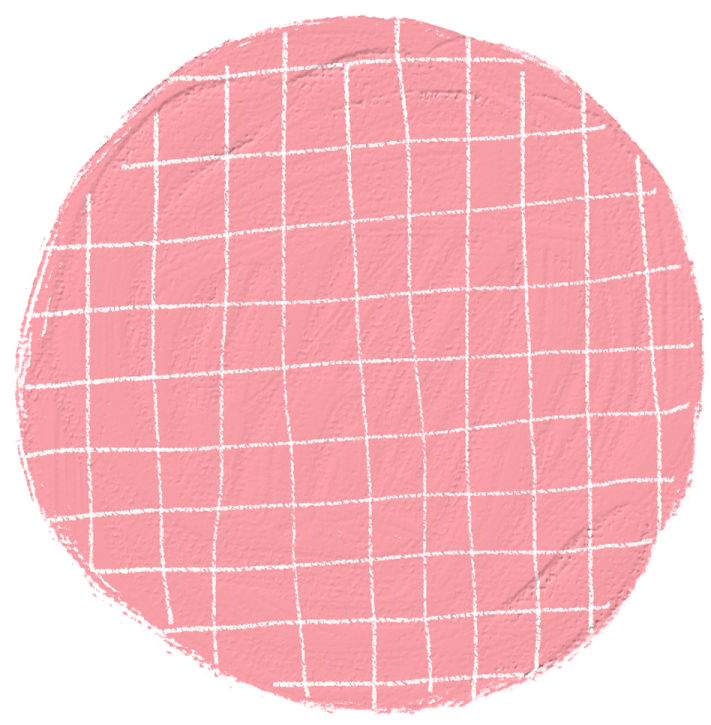 a pink circle with white lines on it