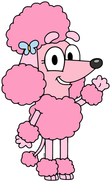 a pink poodle dog cartoon character