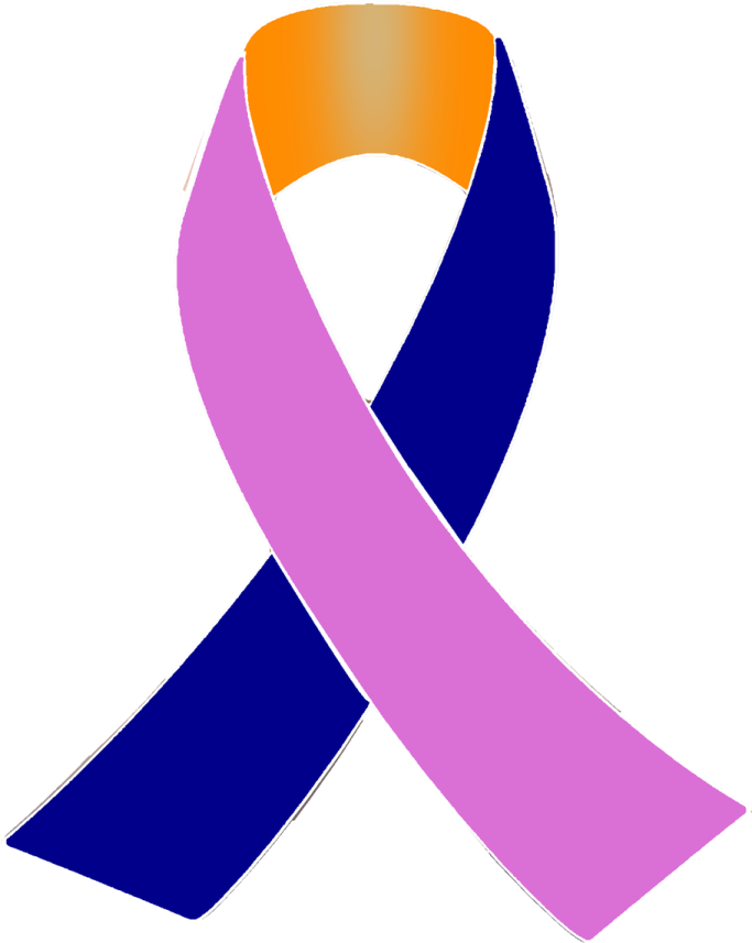a purple and orange awareness ribbon