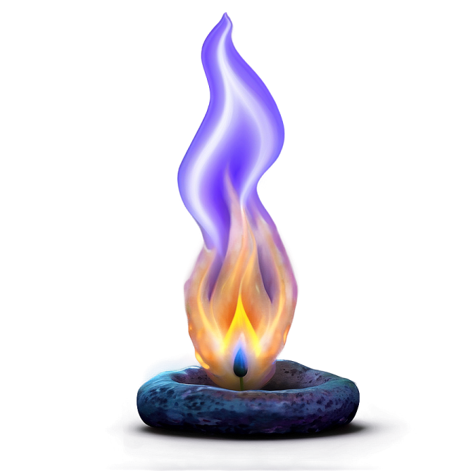 a blue and yellow flame on a white background