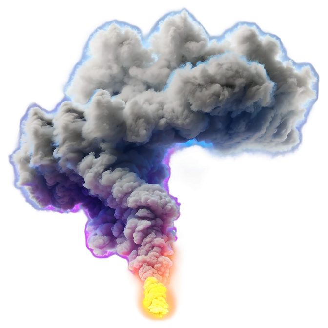 a cloud of smoke is seen in this image