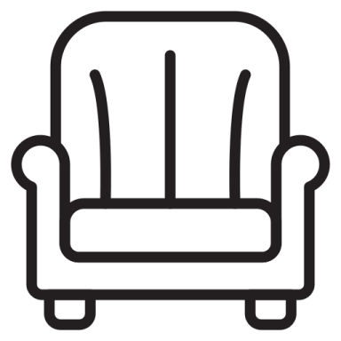 a black and white icon of a chair