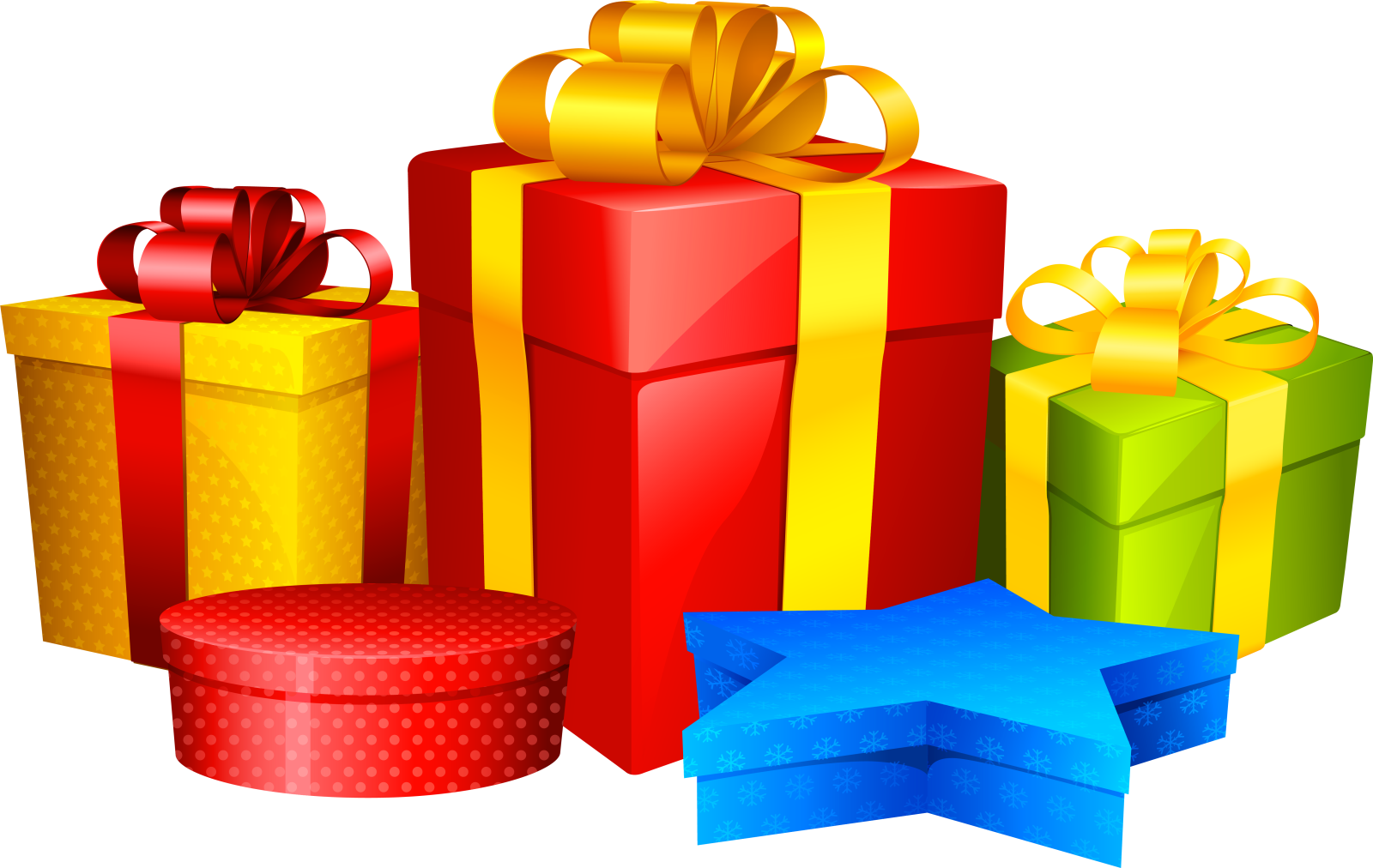a pile of colorful gift boxes with bows