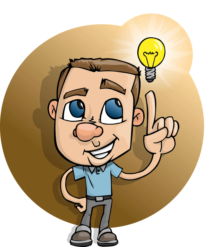 a cartoon man with a light bulb on his head