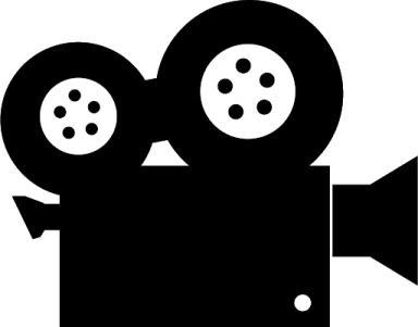 a black and white silhouette of a movie camera