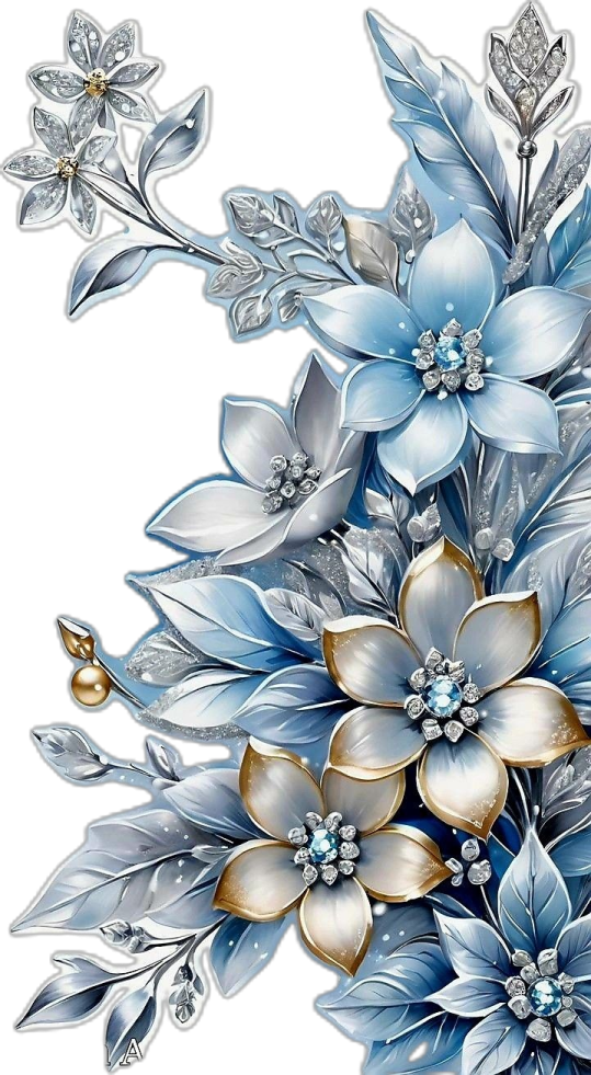 a bouquet of blue flowers on a white background