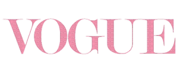 the word vogue written in pink on a white background