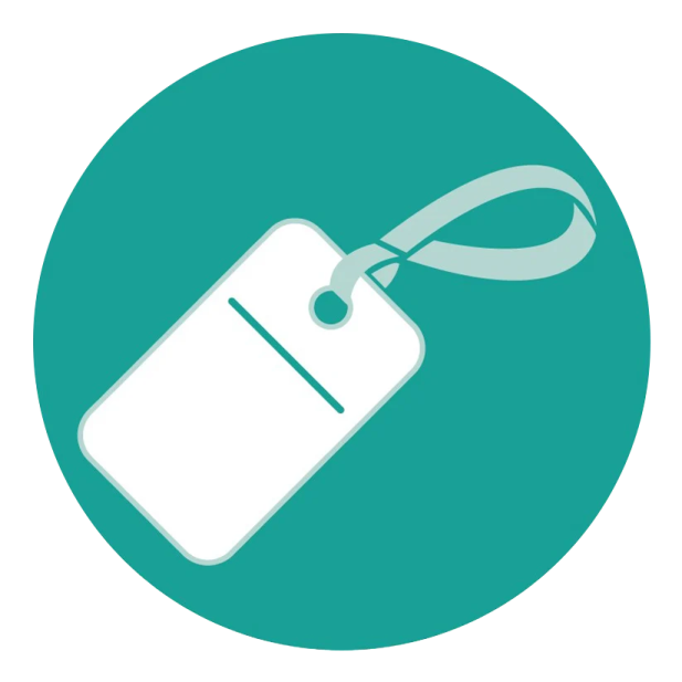 a green circle with a white tag on it