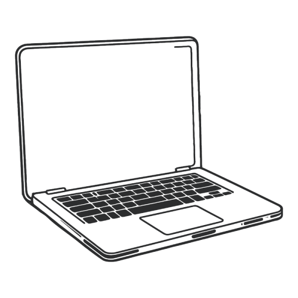 a black and white drawing of a laptop