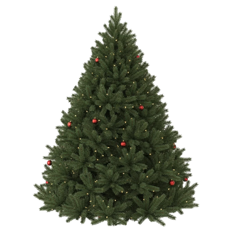 a christmas tree with red and gold ornaments