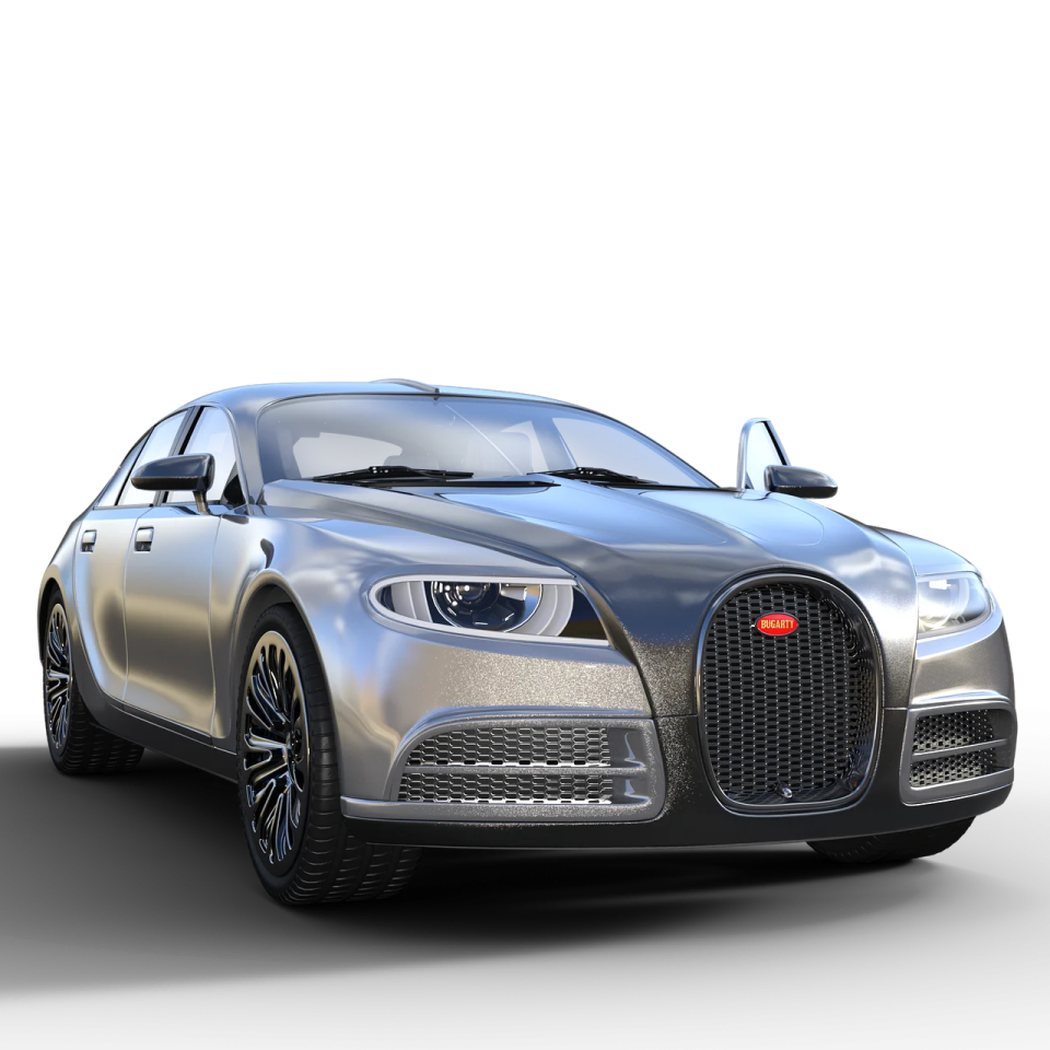 a silver car on a white background