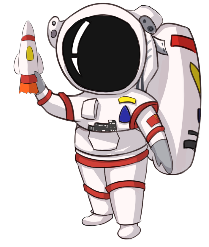 an astronaut with a rocket in his hand