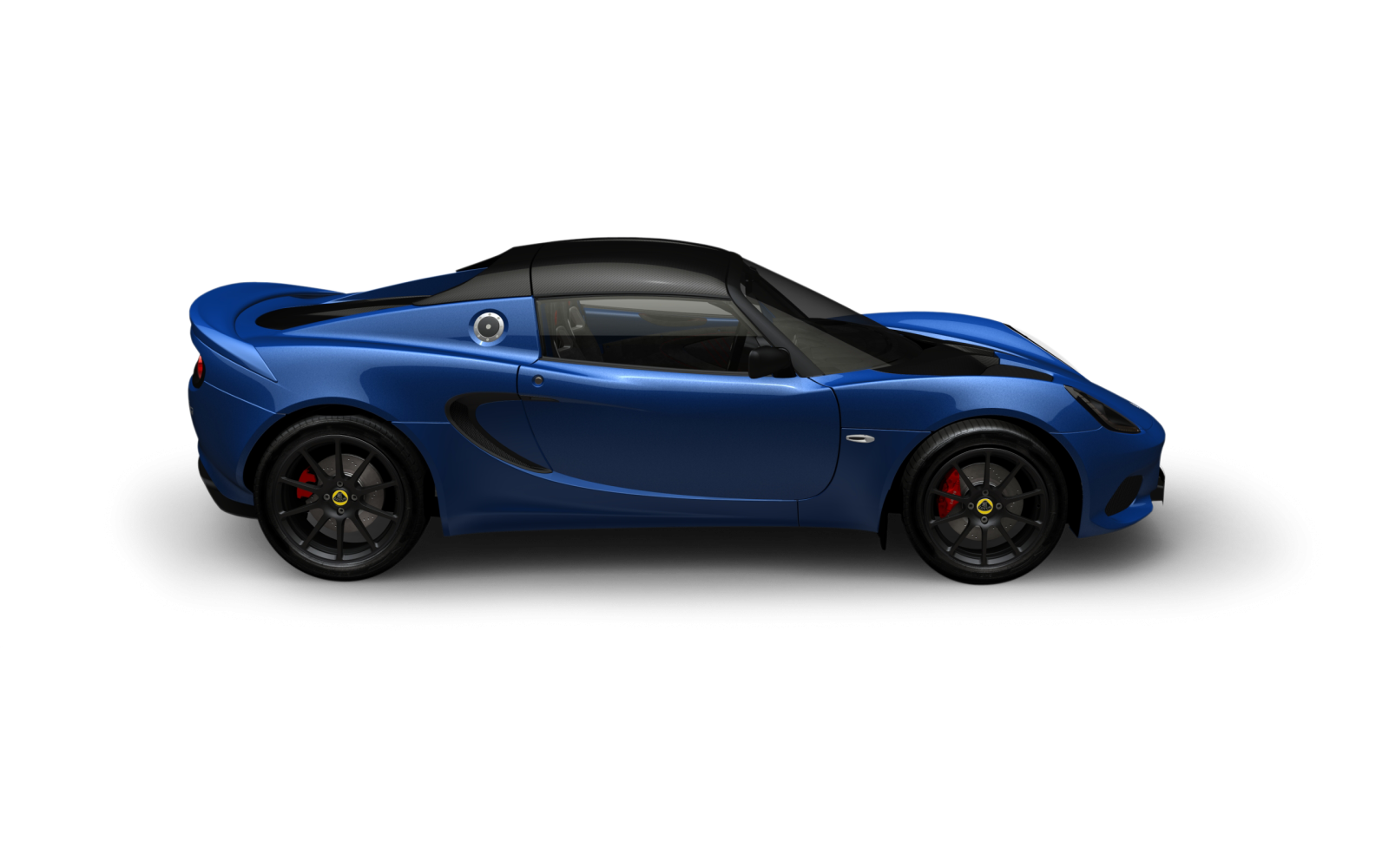 a blue sports car on a white background