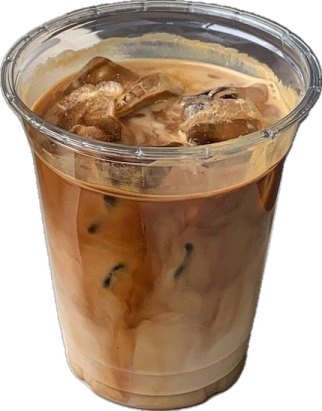 a cup of iced coffee with ice in it