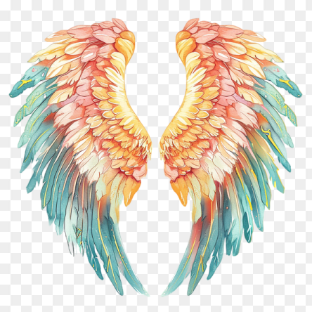 a pair of colorful wings on a transparent background