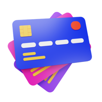 three credit cards stacked on top of each other ones
