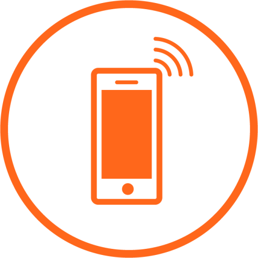 an orange icon of a cell phone