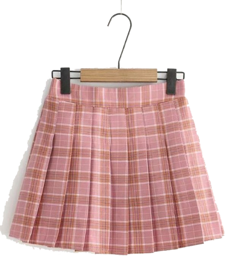 pink plaid plea skirt