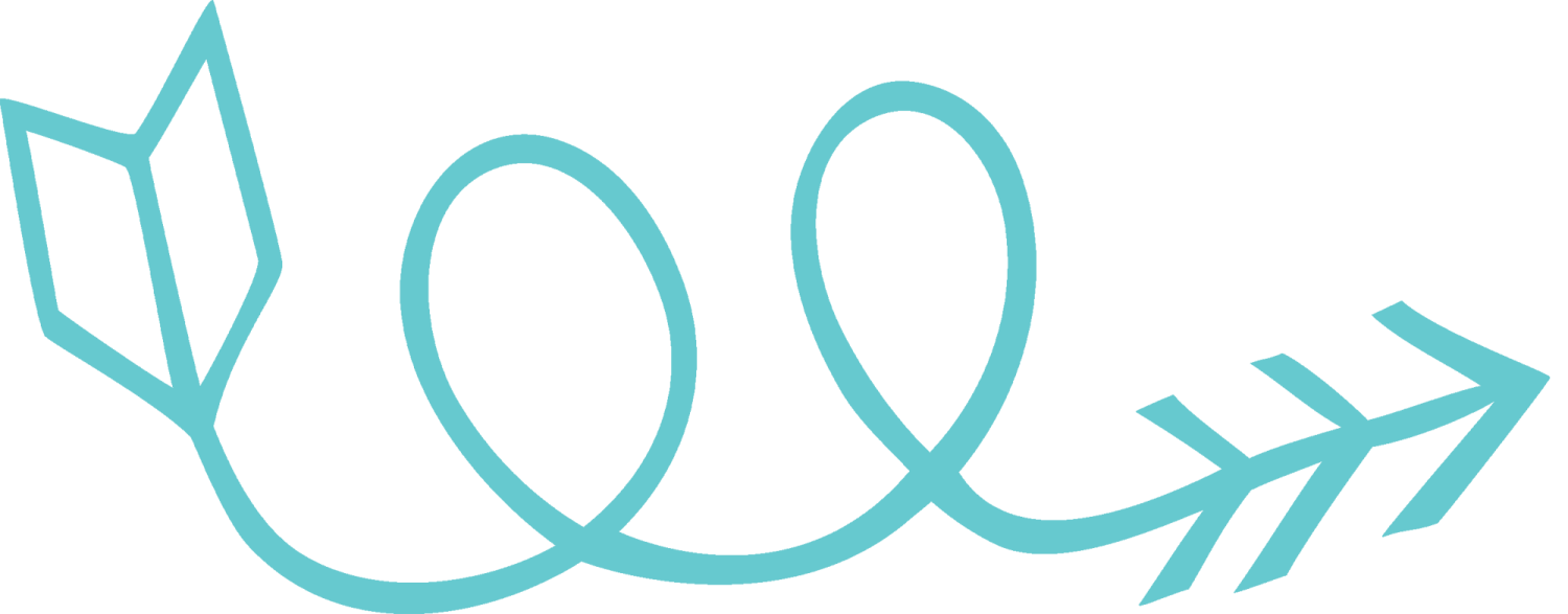 a white and blue logo with an arrow in the middle