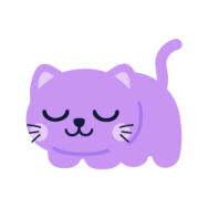 a purple cat with its eyes closed