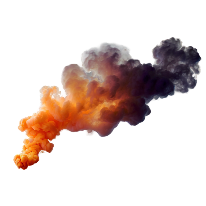 orange and black smoke on white background