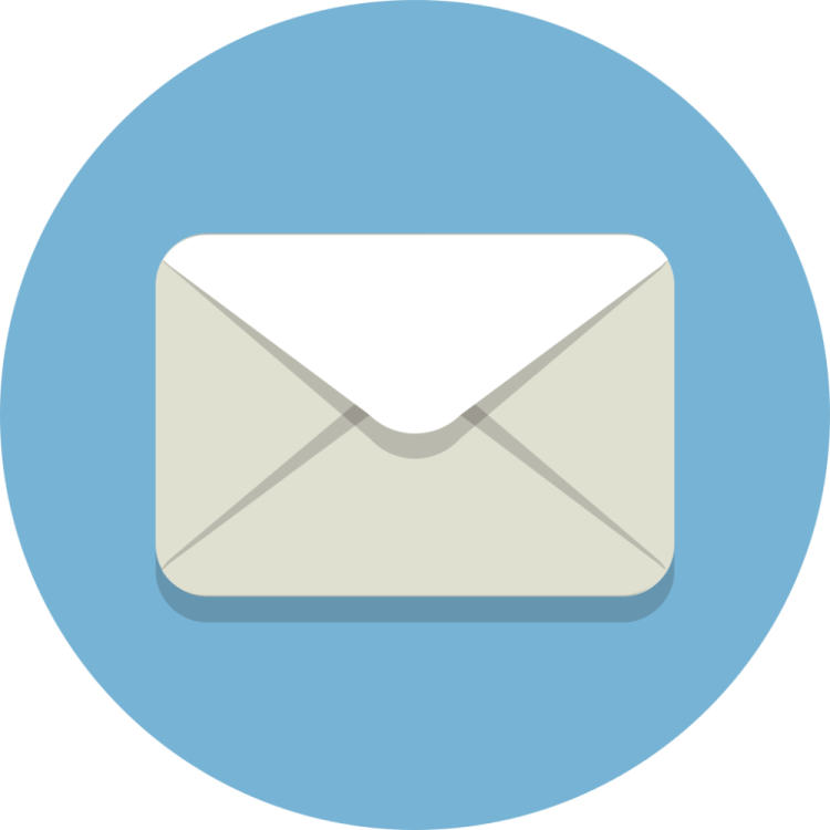 a blue circle with an envelope icon