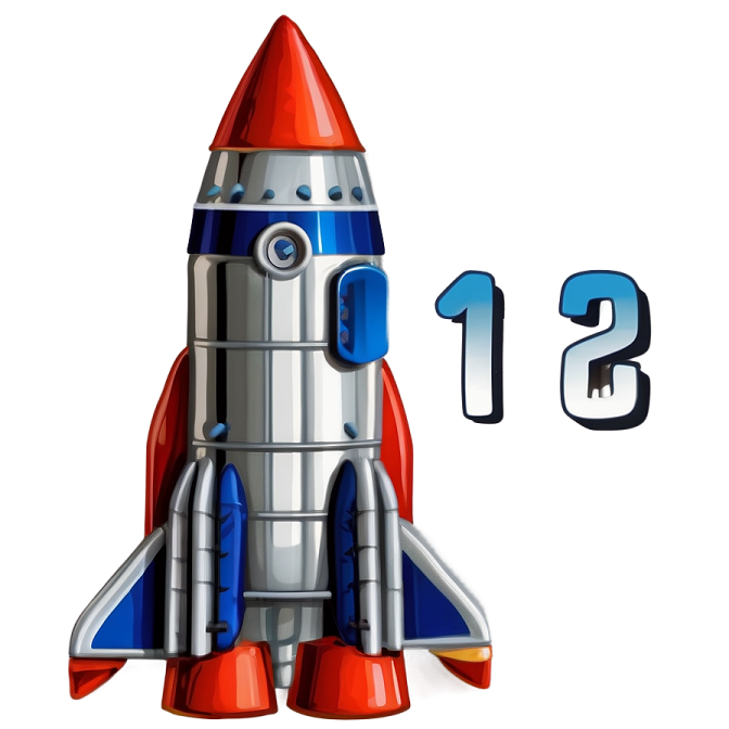 a rocket with the number one on it