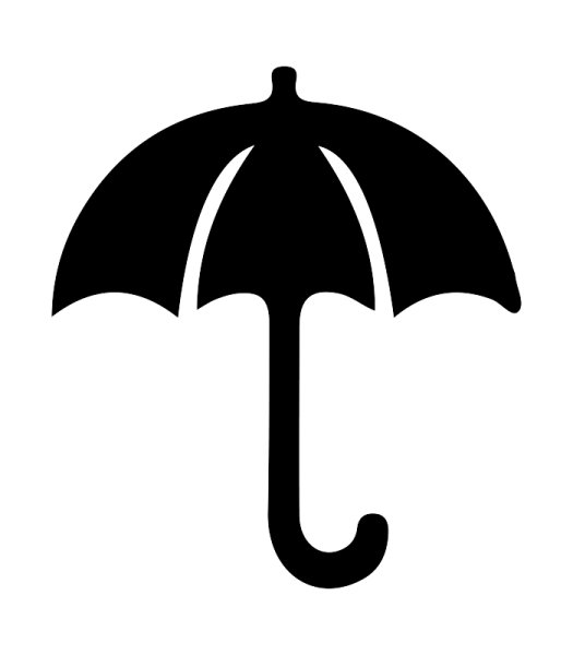 a black and white silhouette of an umbrella