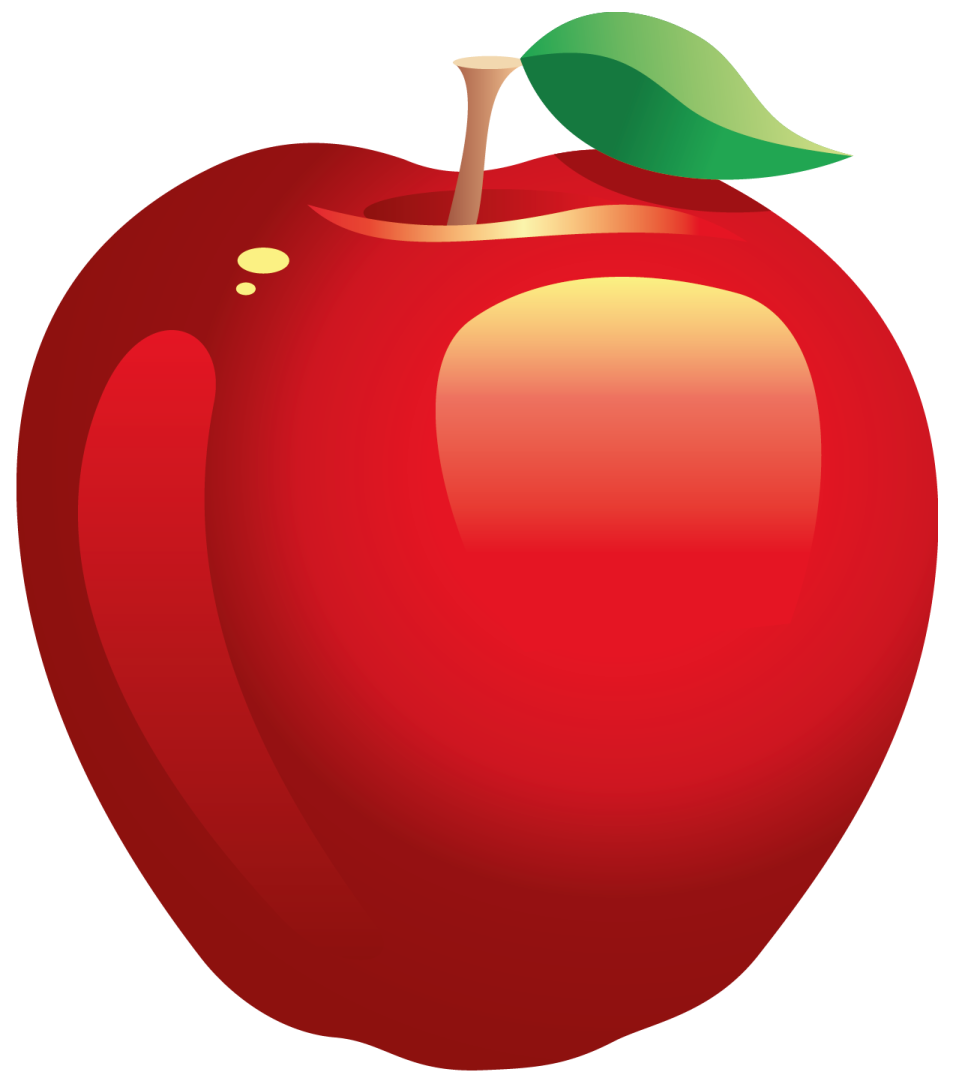 an apple with a green leaf on top
