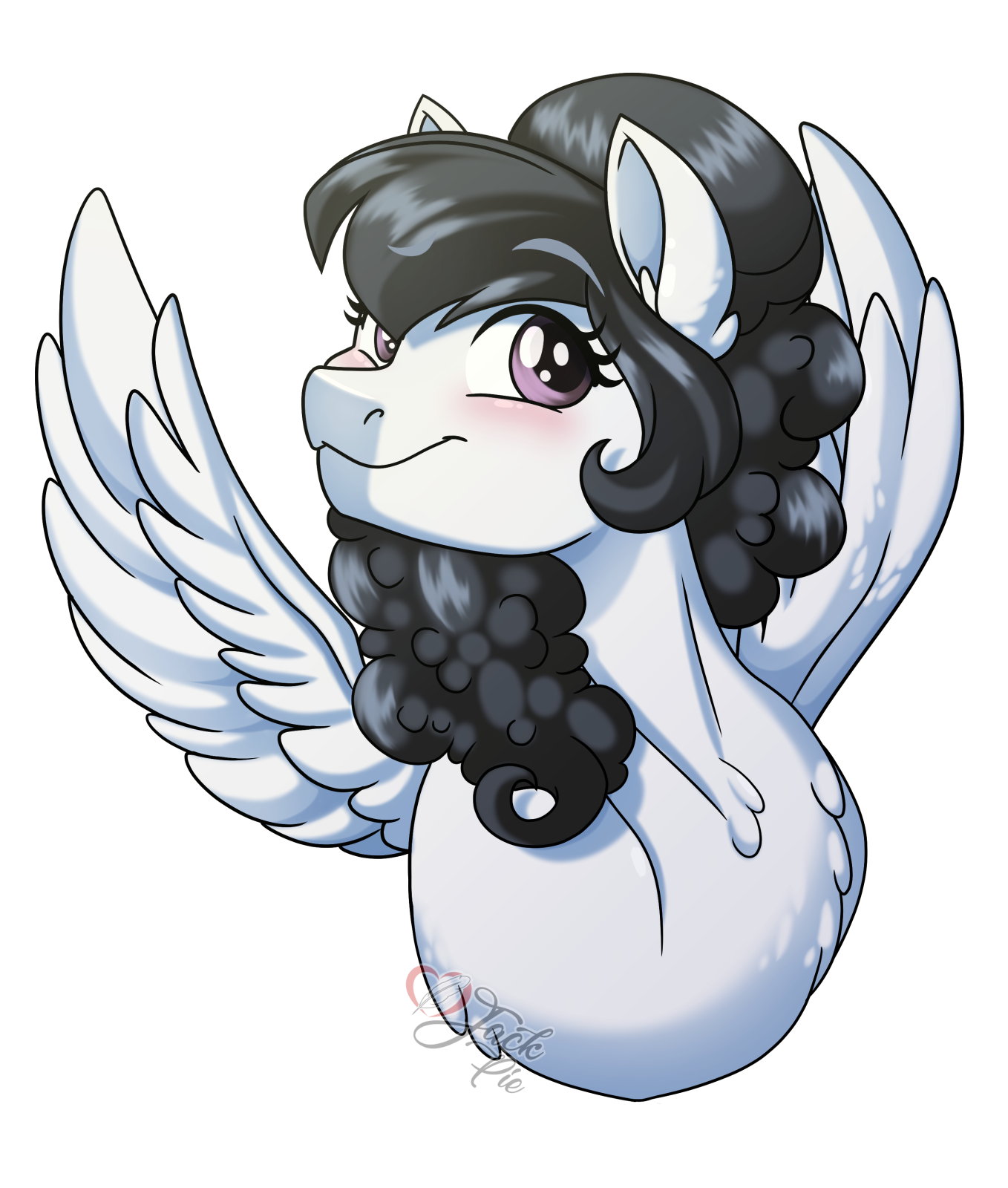 a black and white cat with wings