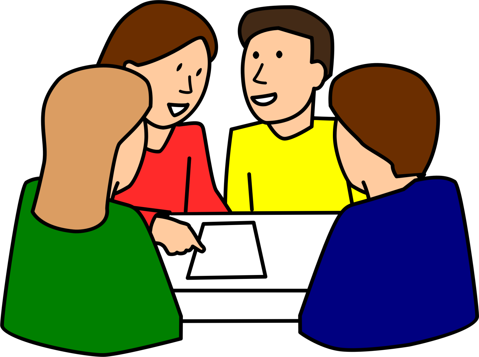 a group of people sitting around a table